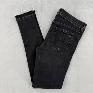 Rag & Bone Skinny Jeans Concrete Black Raw Hem Womens Size 27